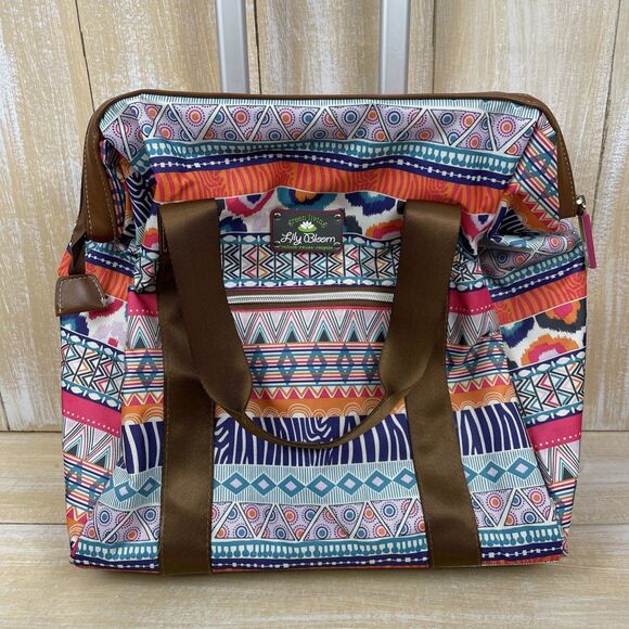 Lily Bloom Tribal Stripe Carry on Bag Wheeled Cabin Under the Seat Tote - Picture 1 of 16